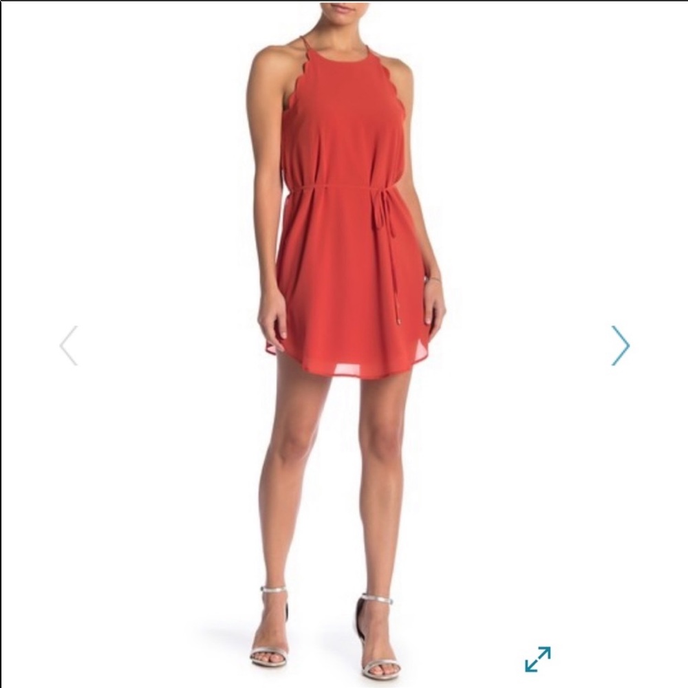 Naked Zebra Scalloped Red Summer Dress M